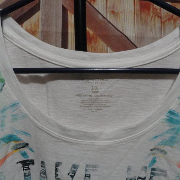 Sonoma NWT NOS Distressed look Take me on Vacation~colorful T - Picture 4 of 5